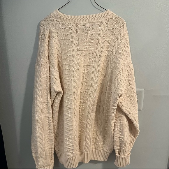 Peconic Bay Traders Unisex Vintage Cream 100% Cotton Cable Knit USA Size Large - Picture 7 of 10